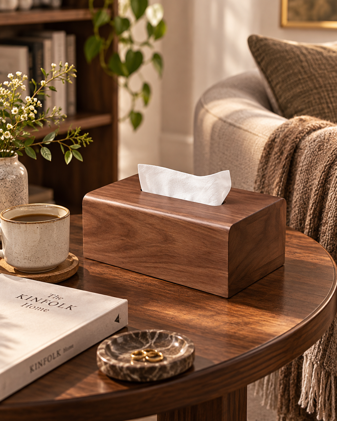 The Montrose Walnut Tissue Box