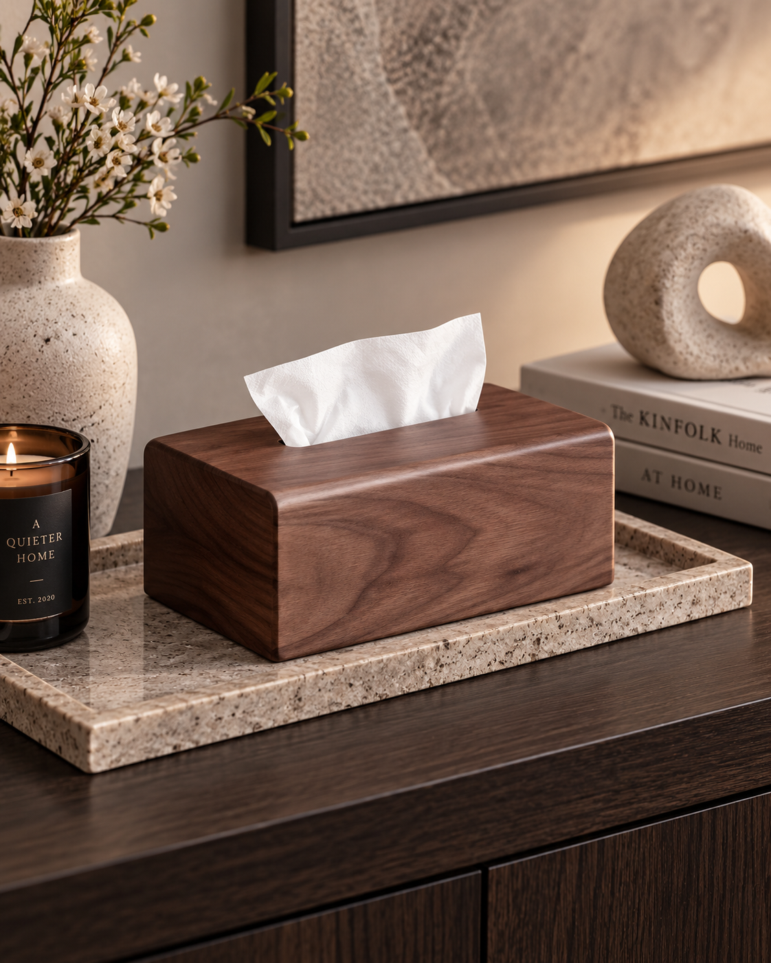 The Montrose Walnut Tissue Box